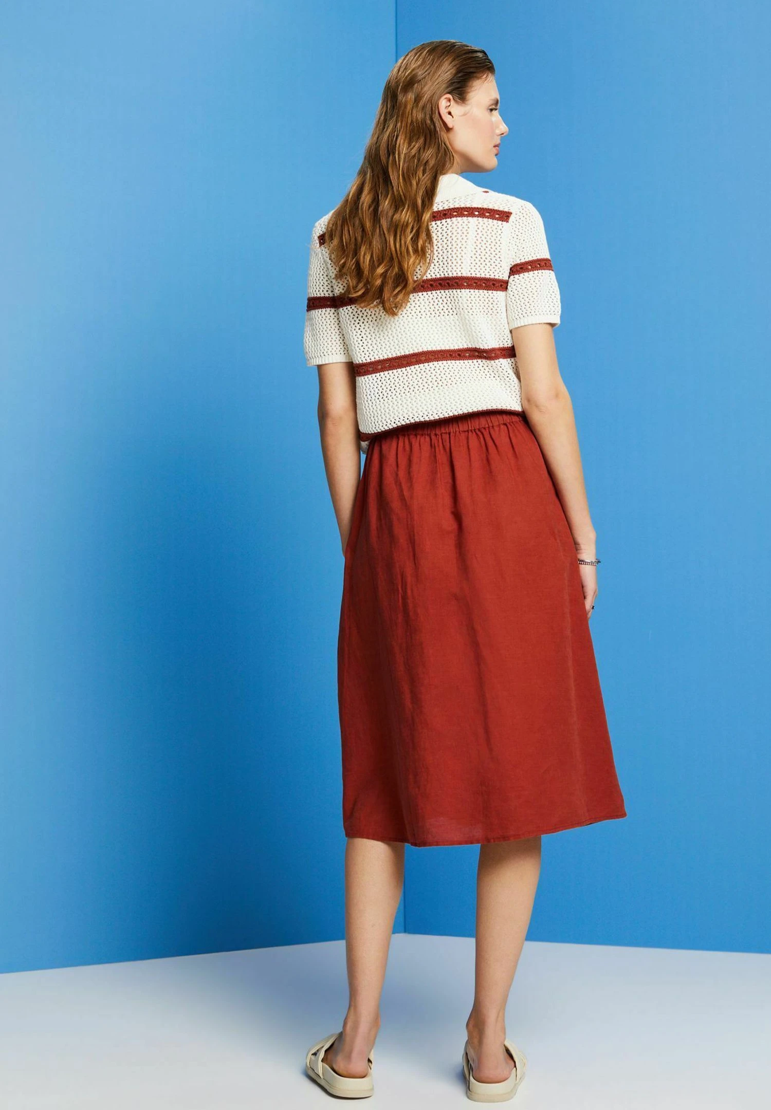 ESPRIT Light- Falda Acampanada - Terracotta New - Imagen 5