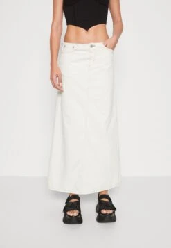 WEEKDAY Anaheim Long Skirt - Falda Acampanada - Chalk White