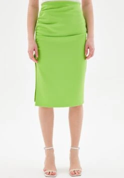 Abigail Draped - Falda De Tubo - Neon Green
