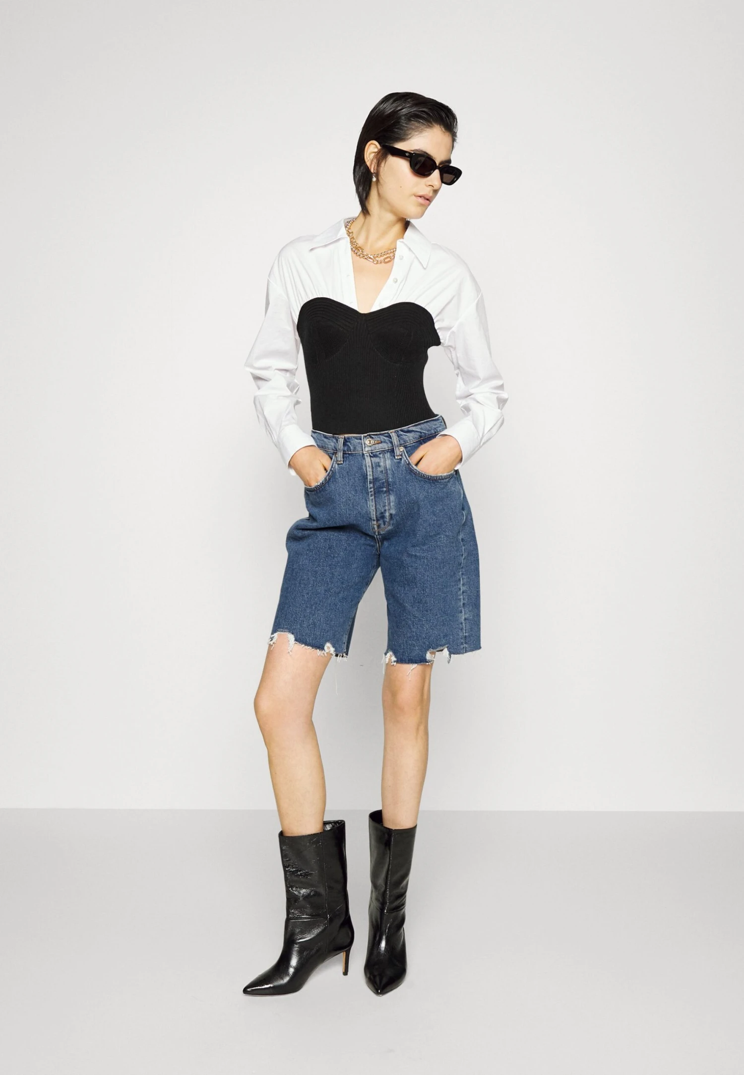 7 For All Mankind Andy Shorts Blaze - Shorts Vaqueros - Mid Blue - Imagen 2