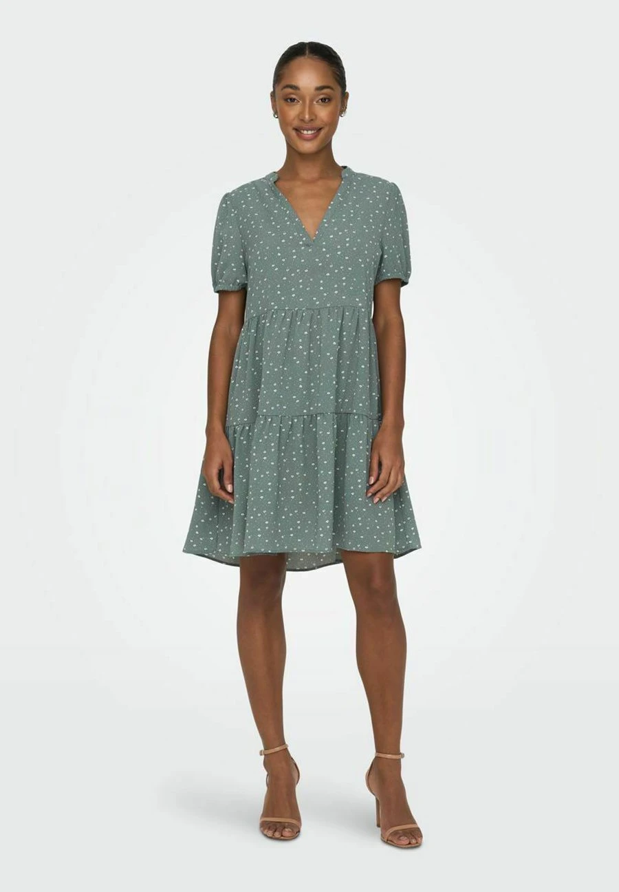 ONLY Gemustertes V-Ausschnitt - Vestido Informal - Balsam Green - Imagen 2