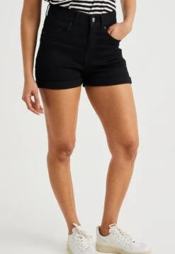 WE FASHION High Rise Met Comfort Stretch - Shorts Vaqueros - Black