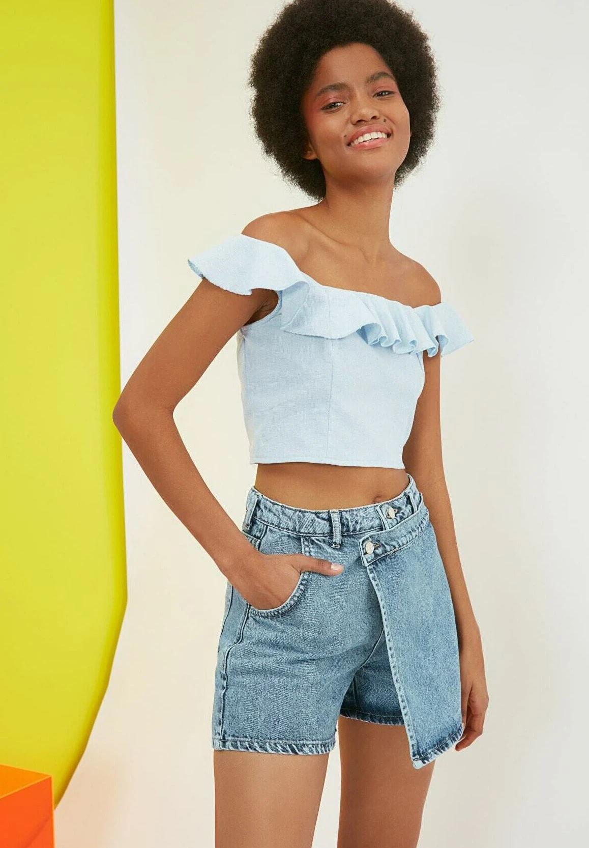 Trendyol Shorts Vaqueros - Blue - Imagen 4