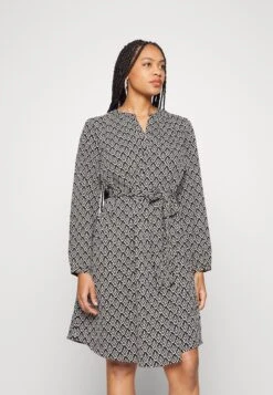 ONLY CARMAKOMA Vestido Informal - Black/Geometric Cloud Dancer