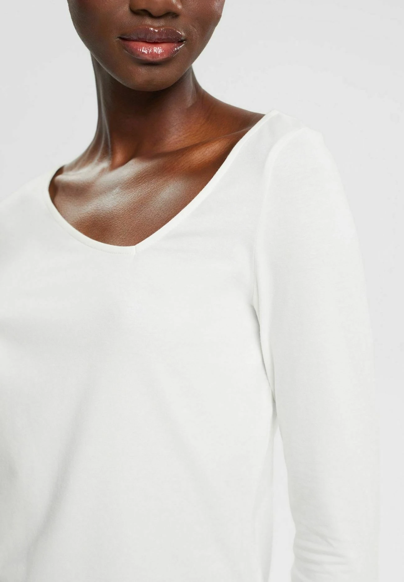 ESPRIT New Ncklne - Camiseta De Manga Larga - Off White - Imagen 4