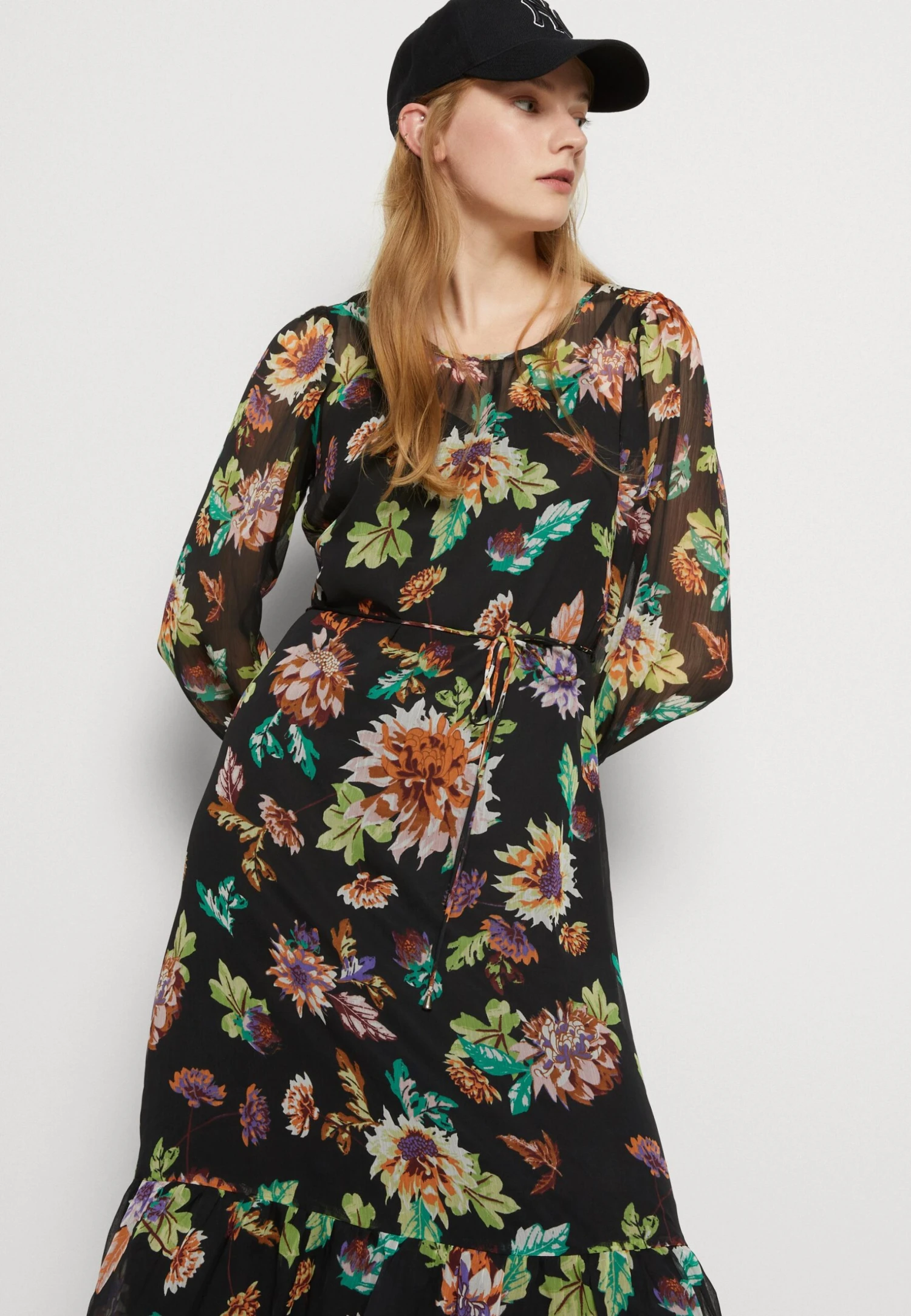 ONLY Onljamila Midi Dress - Vestido Informal - Black New Blossom - Imagen 4