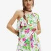 Desigual Pink Pantherleeveless - Vestido Informal - White