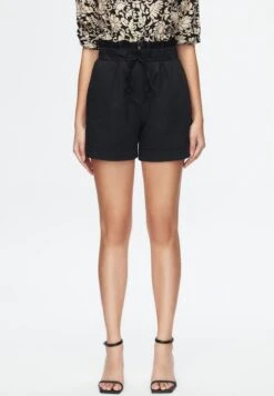 Front Frilled Waist - Shorts - Black