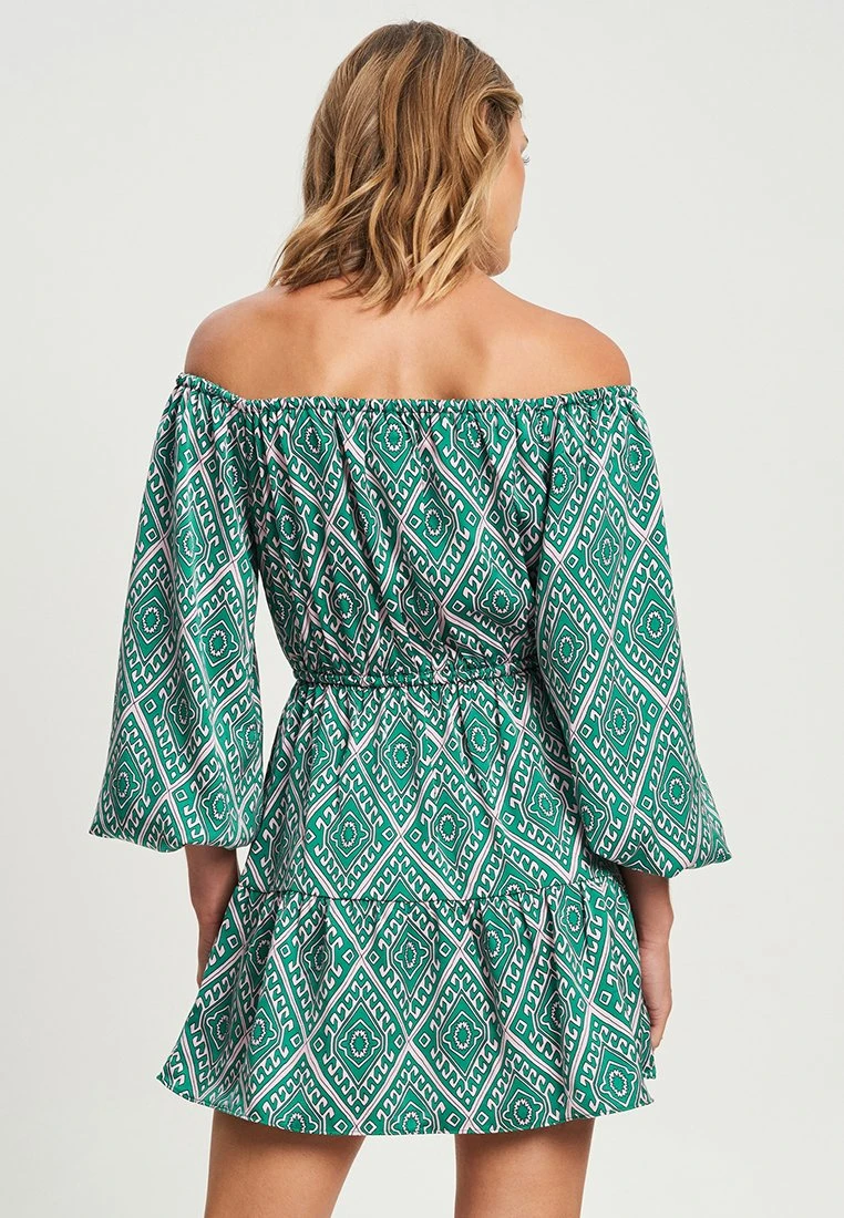 Calli Nataly - Vestido Informal - Green Abstract Print - Imagen 3
