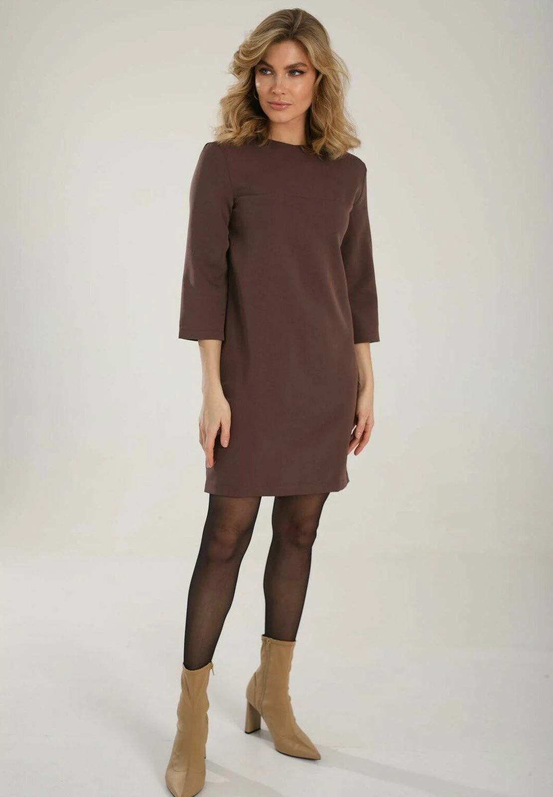 Dreiviertelarm Gerade - Vestido Informal - Dark Brown - Imagen 2
