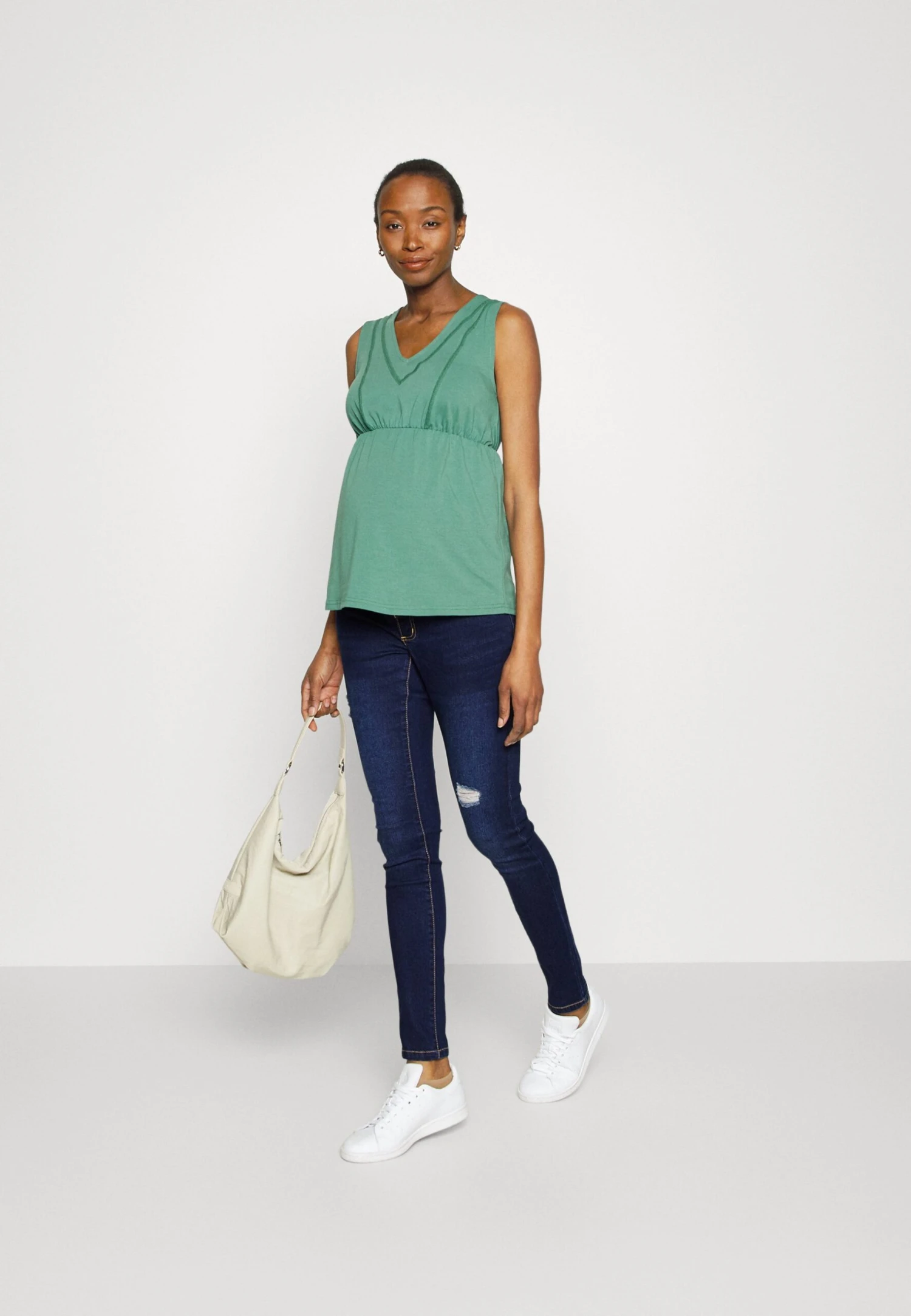 Vmmzia Bumpband Destroyed Skinny- Vaqueros Pitillo - Dark Blue Denim - Imagen 2