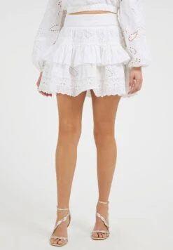 Guess Geborduurde Bloemenprint - Falda Acampanada - Wit