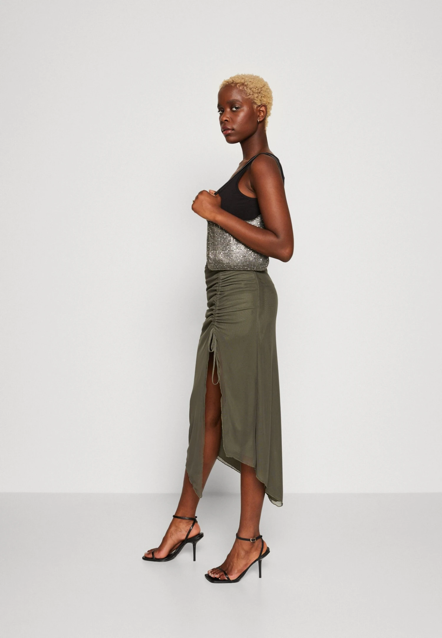 Wal G Roro Midi Skirt - Falda De Tubo - Khaki Green - Imagen 2