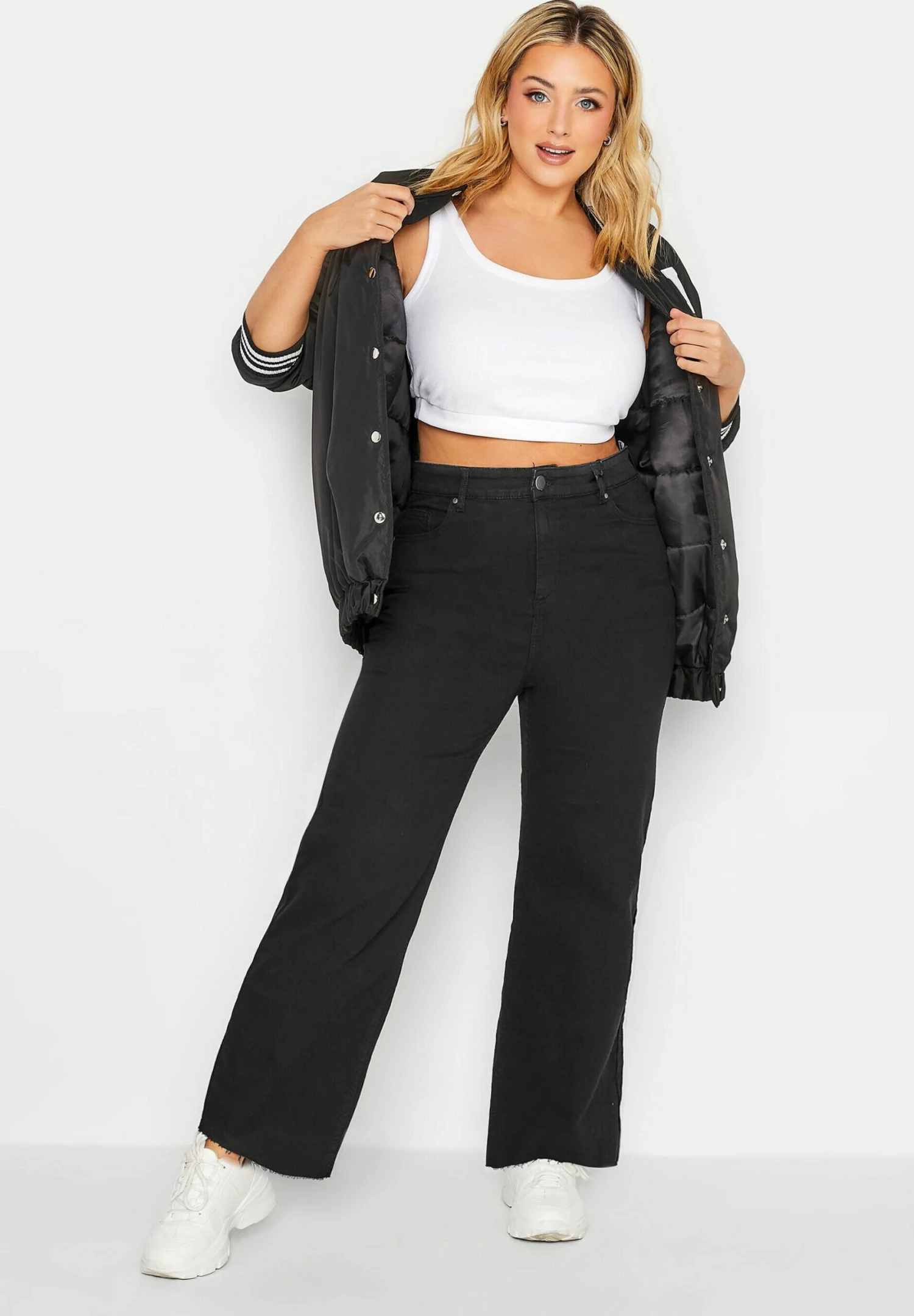 Stretch Wide Leg - Vaqueros A Campana - Black - Imagen 2