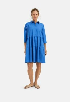 With Collar Placket At Top Volants - Vestido Camisero - Azur