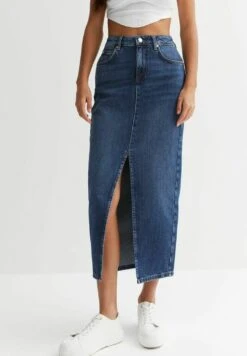 New Look Split Front - Falda Vaquera - Blue