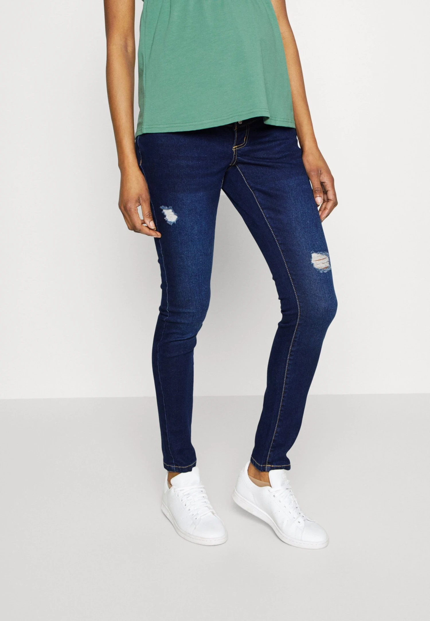 Vmmzia Bumpband Destroyed Skinny- Vaqueros Pitillo - Dark Blue Denim