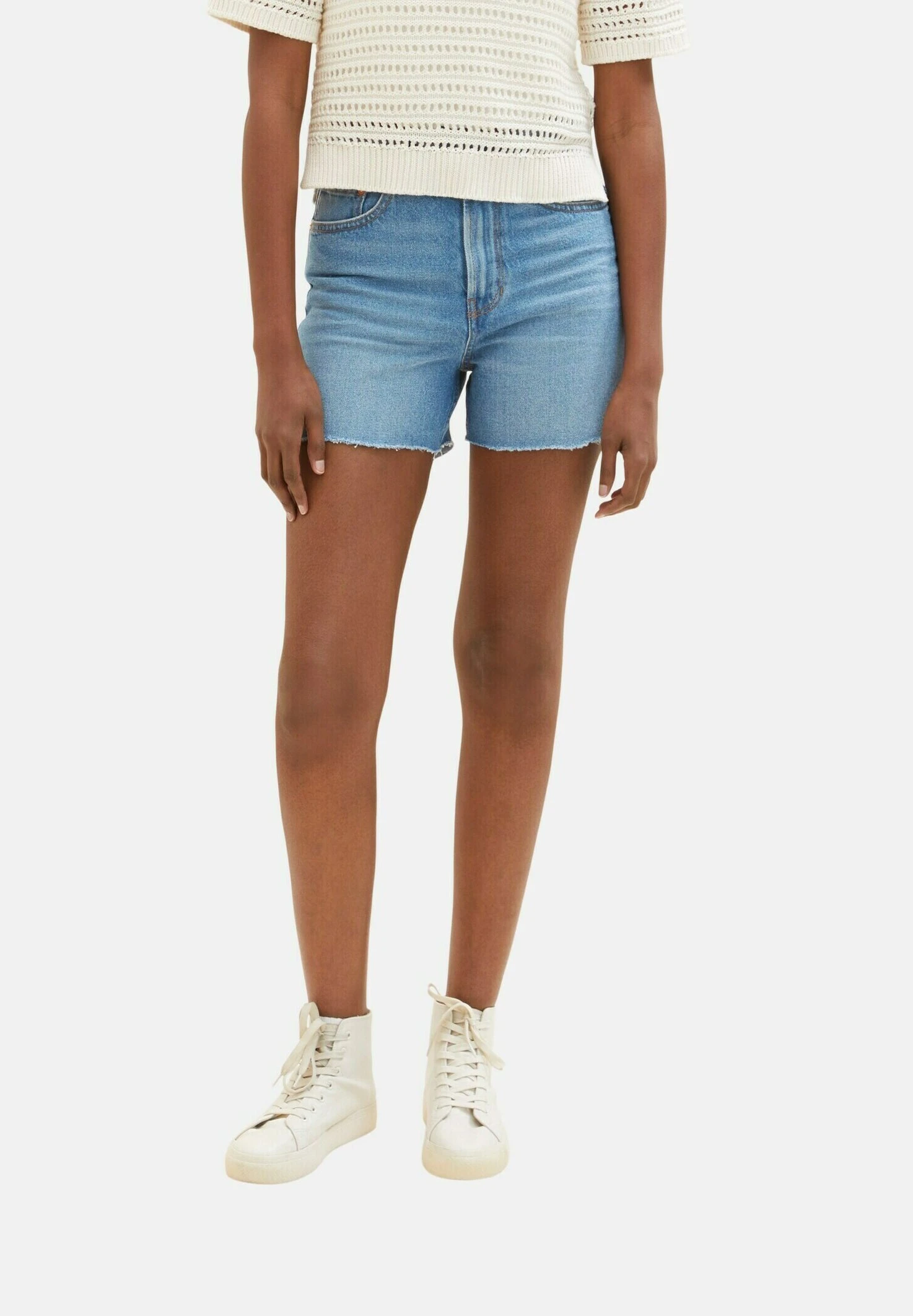 TOM TAILOR Denim Mom - Shorts Vaqueros - Used Mid Stone Blue Denim