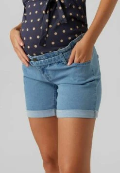 Mamalicious Umstands - Shorts Vaqueros - Light Blue Denim