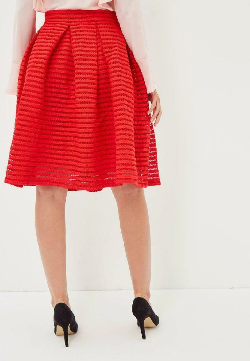 Con Estampada - Falda Acampanada - Rojo - Imagen 2