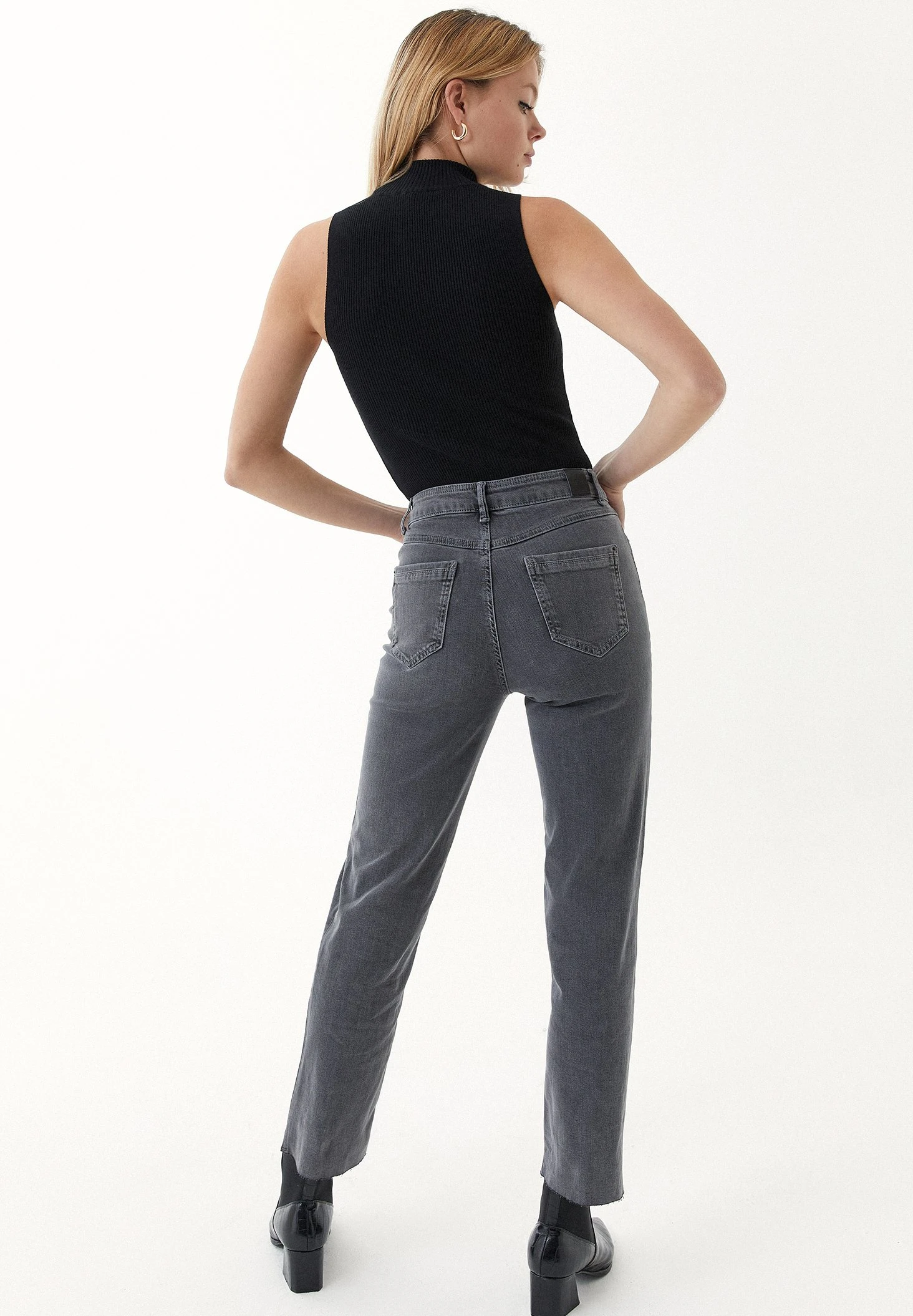 Mit Verkürzter Beinlänge - Vaqueros Rectos - Grey Denim - Imagen 3