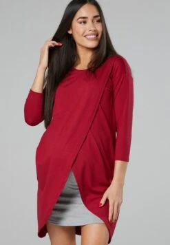 Happy Mama Maternity Nursing - Vestido Informal - Crimson Grey Melange