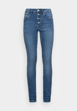 Vero Moda Tall Vmtanya Piping Button- Vaqueros Pitillo - Medium Blue Denim