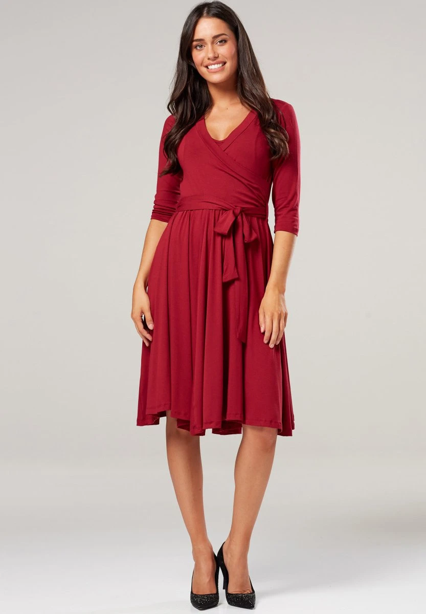 Z Wiązaniem W Talii - Vestido Informal - Rotwein - Imagen 2