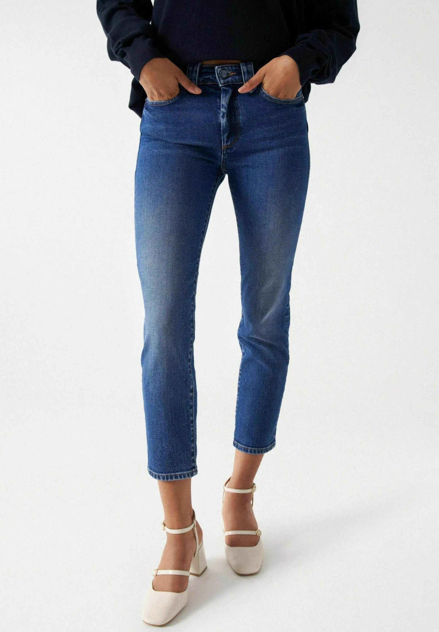 Destiny Push Up Cropped - Vaqueros Slim Fit - Blue