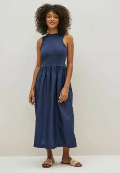 Next Sleeveless Poplin Mix Midi Standard - Vestido Informal - Navy Blue
