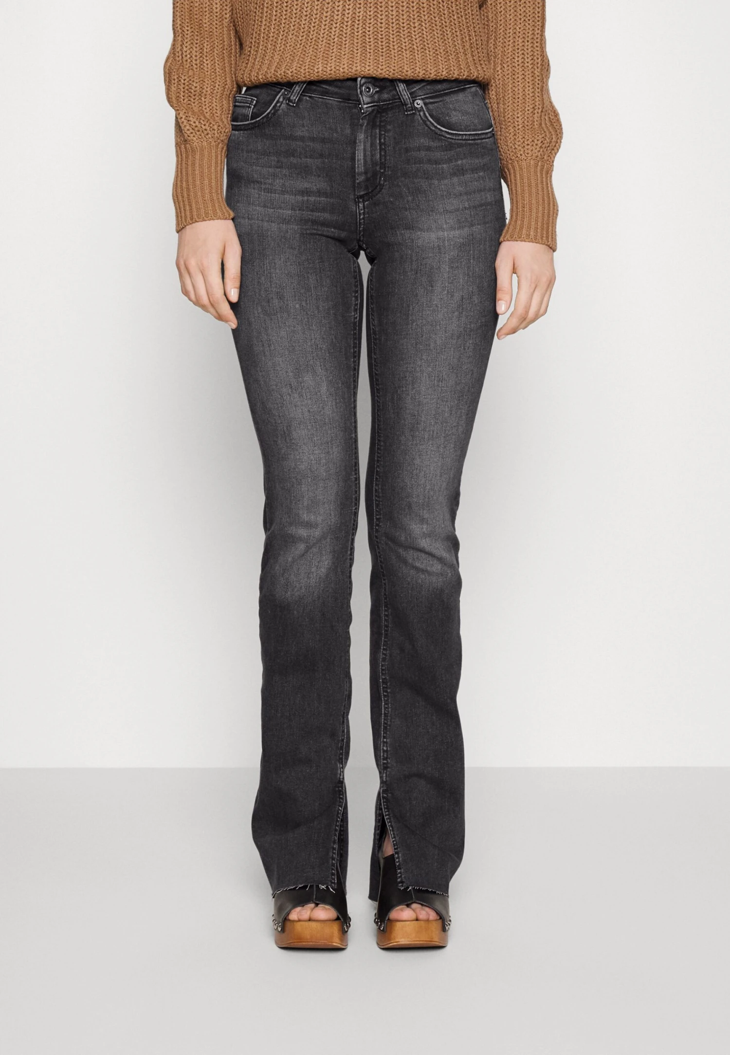 ONLY Onlblush Slit - Vaqueros A Campana - Black Denim