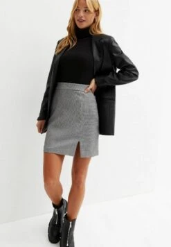 New Look Dogtooth- Falda Acampanada - Black Pattern