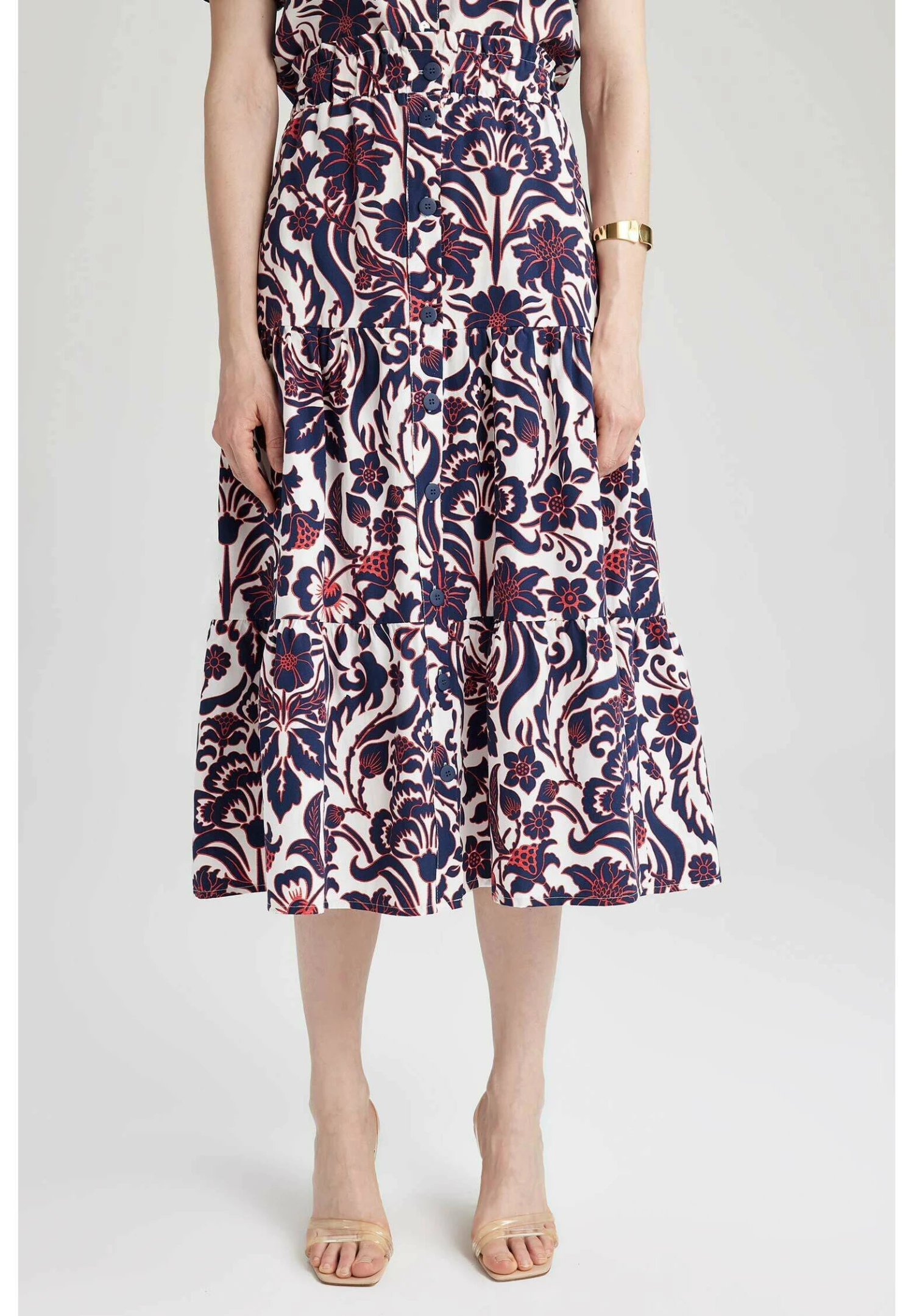 DeFacto Tiered - Falda Acampanada - Navy