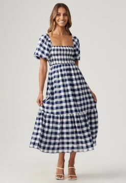 Amara - Vestido Informal - Navy Gingham