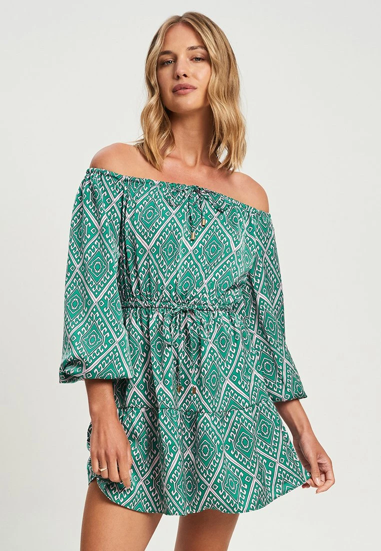 Calli Nataly - Vestido Informal - Green Abstract Print