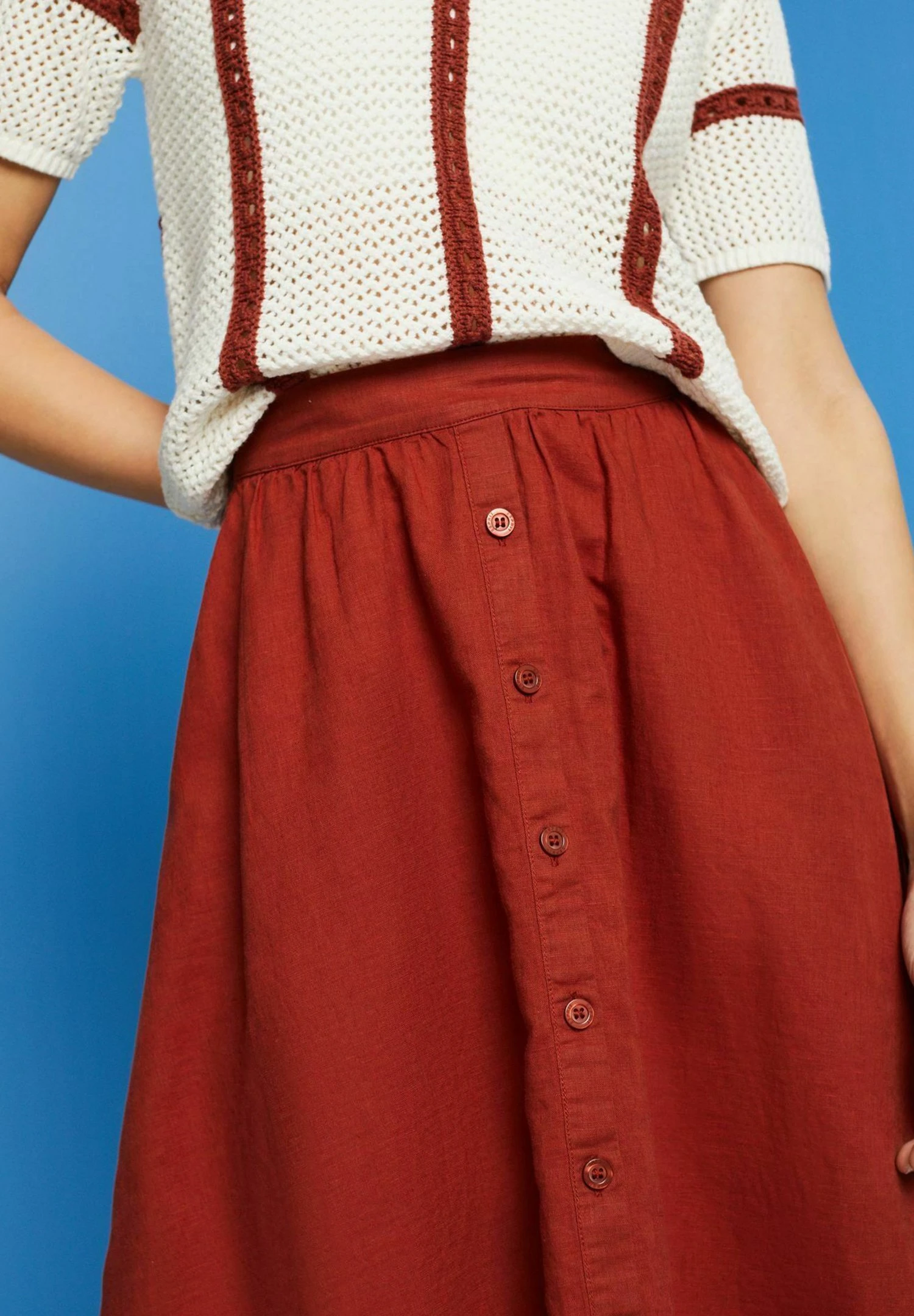 ESPRIT Light- Falda Acampanada - Terracotta New - Imagen 6