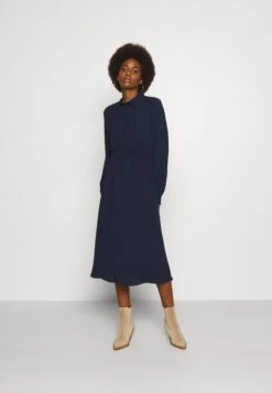 Vero Moda Tall Vmsaga Smock Calf Dress - Vestido Largo - Navy Blazer