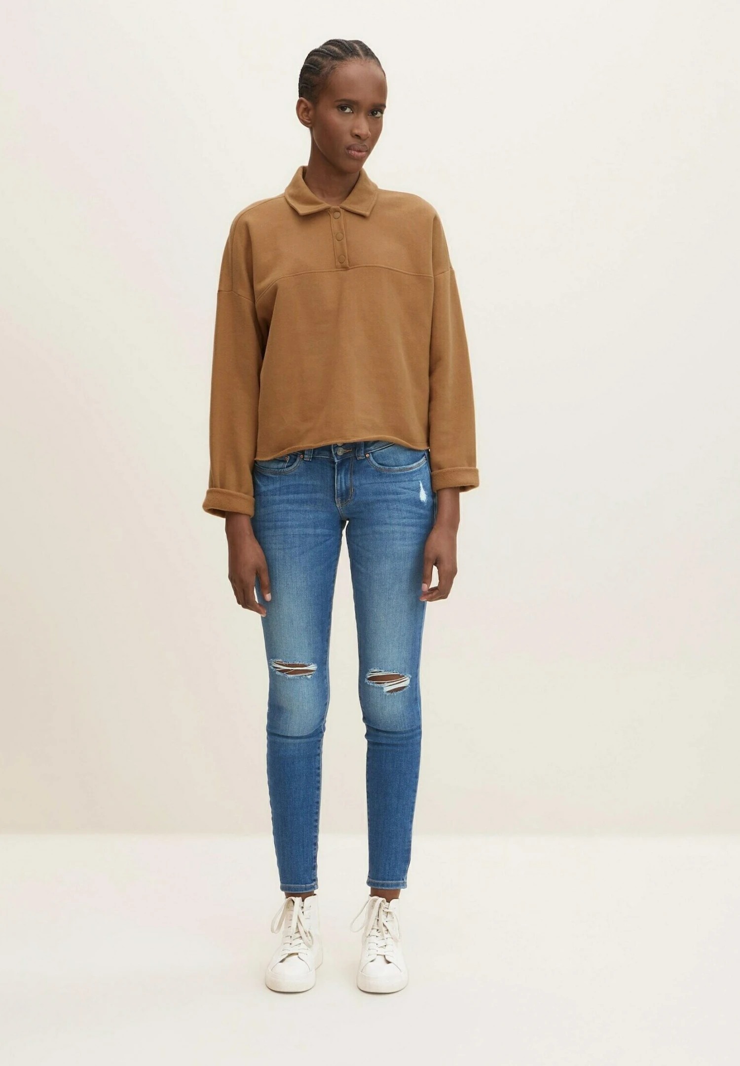 TOM TAILOR Denim Jona - Vaqueros Pitillo - Destroyed Mid Stone Blue Denim