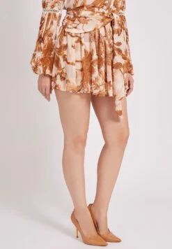 Guess Mit Allover-Print - Falda Plisada - Orange