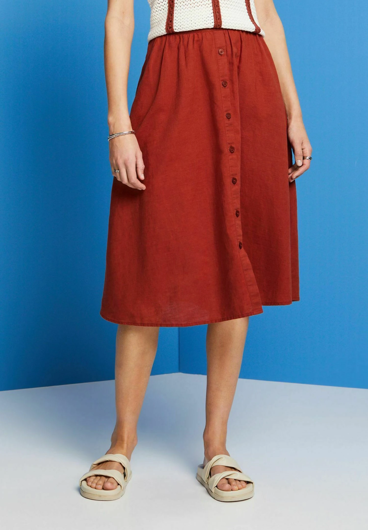 ESPRIT Light- Falda Acampanada - Terracotta New - Imagen 4