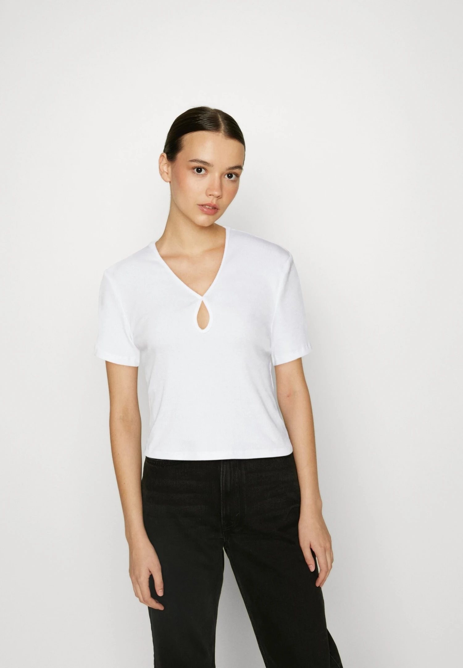 Noisy May Maya O Neck Cutout Noos - Camiseta Estampada - Bright White