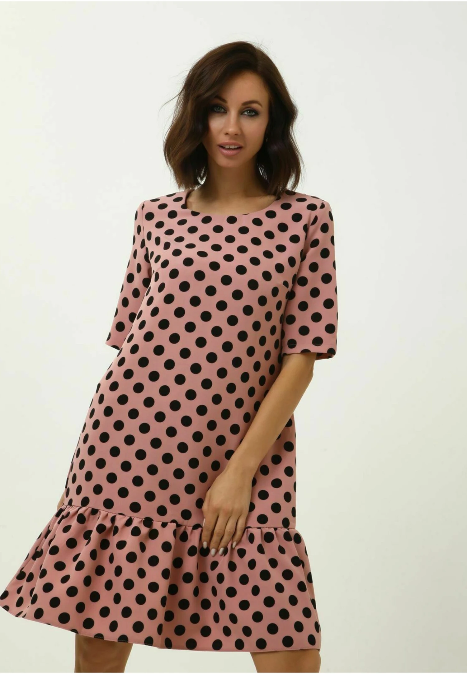 Dreiviertelarm Gerade Mini - Vestido Informal - Salmon - Imagen 4