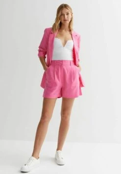 New Look Bright Blend High Waist Formal - Shorts - Bright Pink