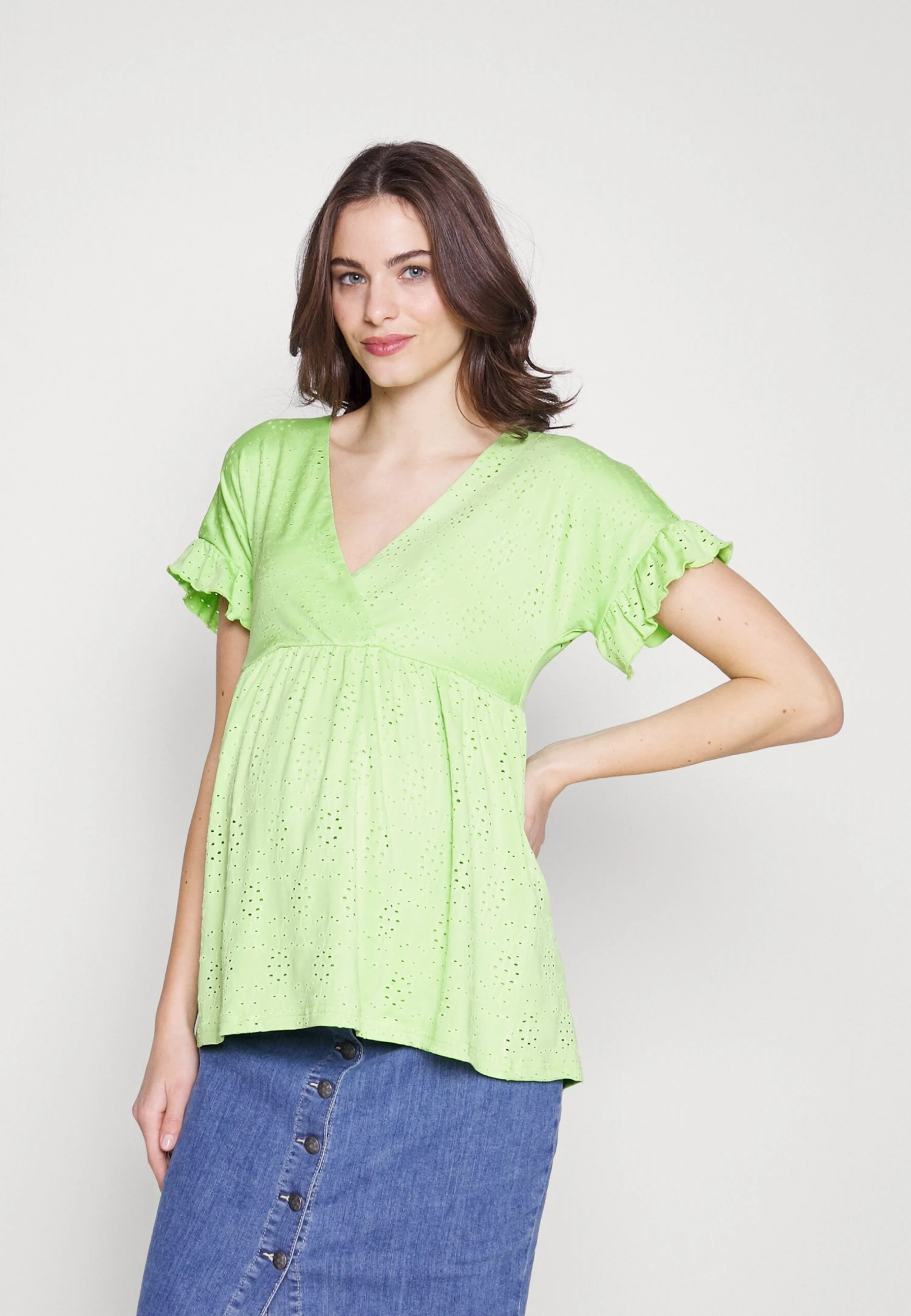Mamalicious Mldinne Top- Camiseta Estampada - Jade Lime