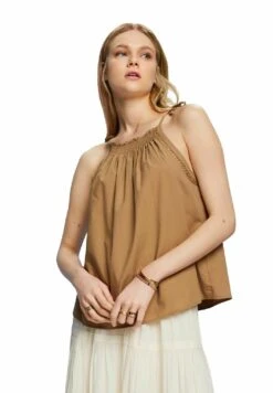ESPRIT Gesmoktes Camisole - Top - Khaki Beige