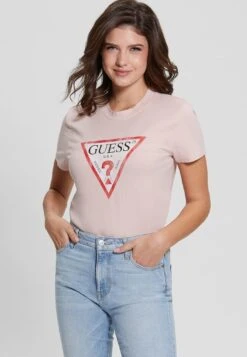 Guess Classic Fit Logo Tee - Camiseta Estampada - Rose