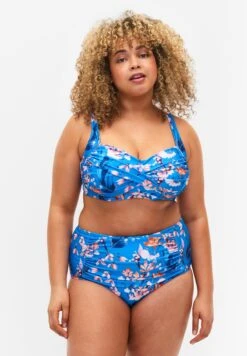 Zizzi Extra High-Waisted With Print - Braguita De Bikini - Bright Blue Print