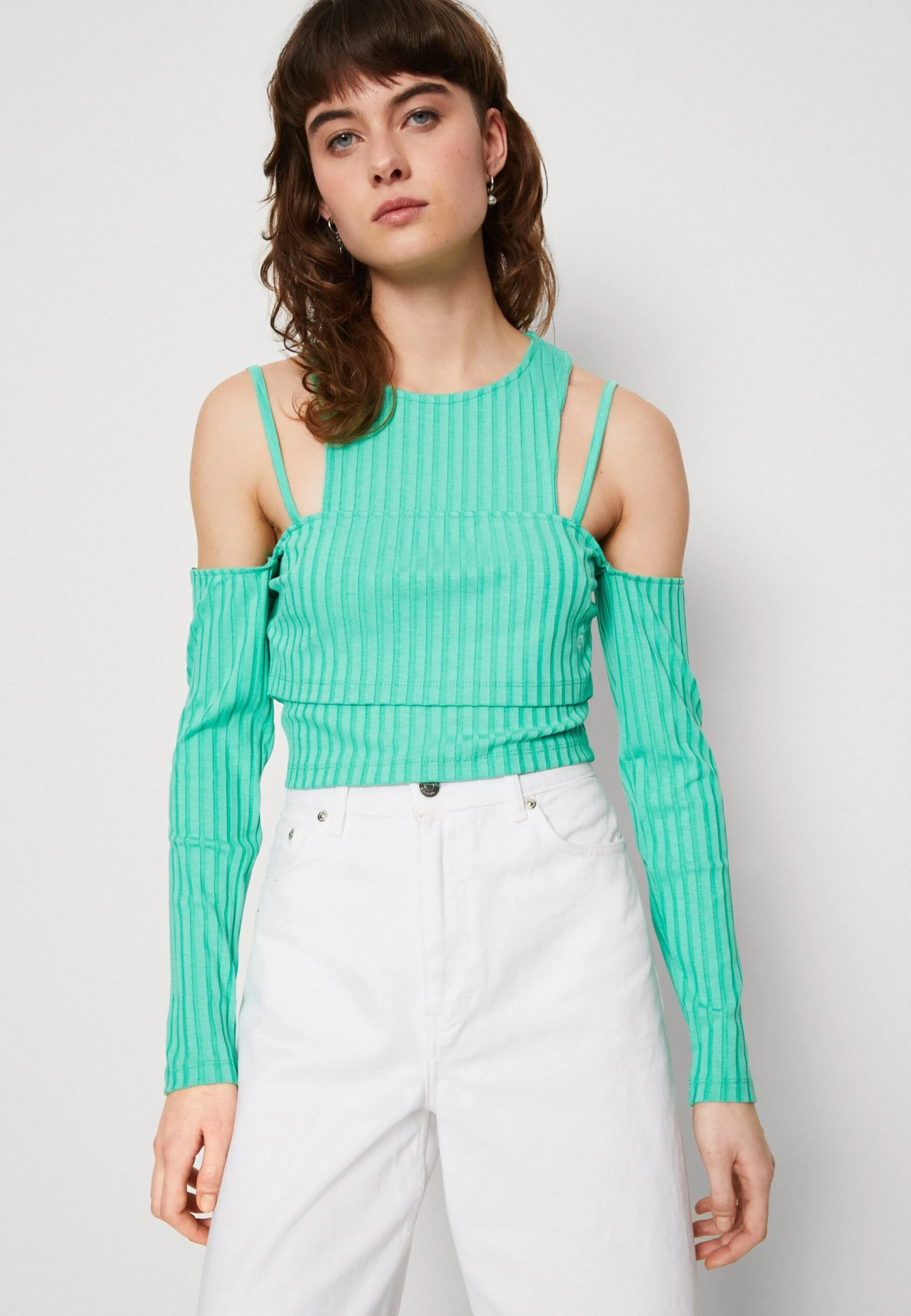 Calvin Klein Jeans Double Layer Crop- Camiseta De Manga Larga - Neptunes Wave - Imagen 4