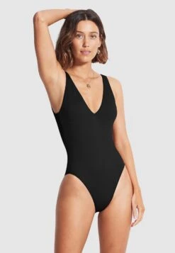 Seafolly Dive Deep V Neck One Piece - Bañador - Black
