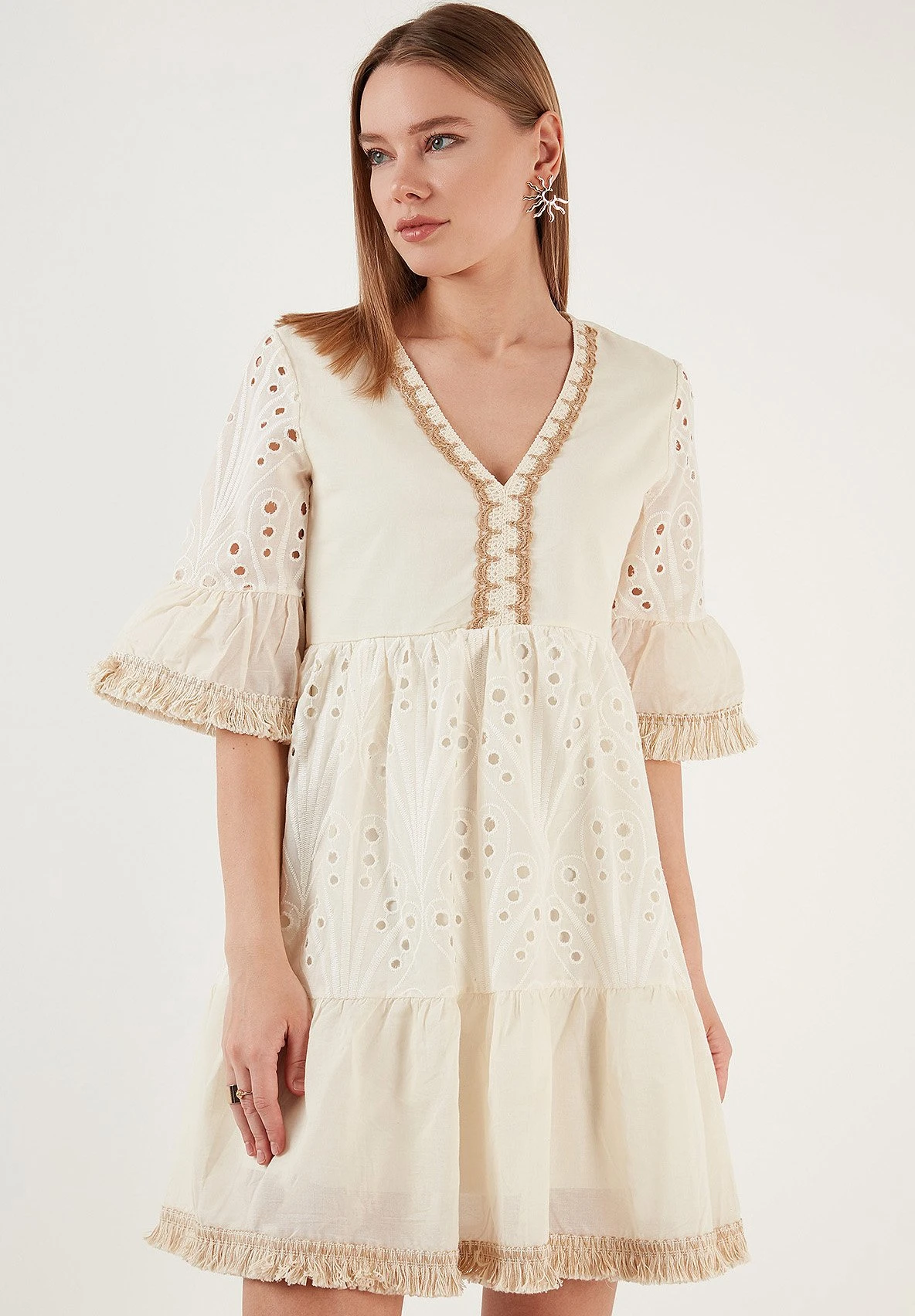 LELA Regular Fit - Vestido Informal - Ecru - Imagen 5